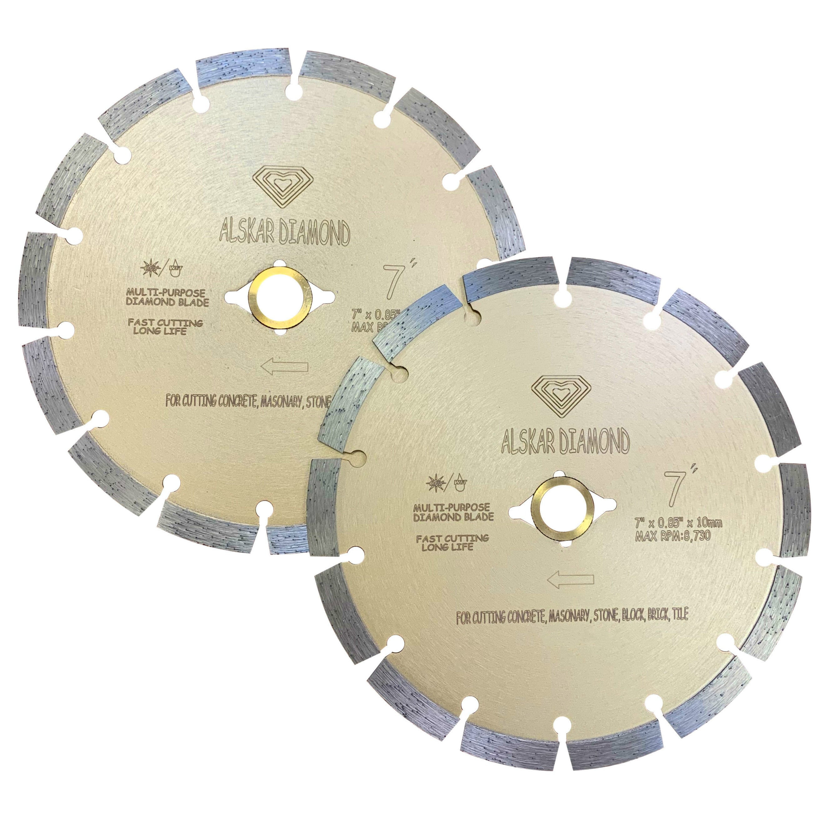 2-Pack Alskar 7-Inch Diamond J-Slot Blade - Cuts Porcelain, Ceramic Tile Wet Or Dry - Fits Standard Saws, Fast & Precise