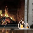 thumbnail image 5 of Nuptio Wood Lanterns Decorative Indoor: Farmhouse Hanging Candle Holder Set of 2 White Table Centerpiece Fireplace Mantle  Fall Decoration, 5 of 7