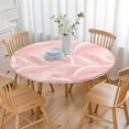 thumbnail image 3 of Pink White Gold Marble Pattern Round Fitted Tablecloth with Elastic Edge,Dining Table Cover Waterproof,Outdoor Round Tablecloth for Camping,Dining,Indoor and Outdoor, 3 of 7