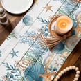 thumbnail image 4 of Table Runner - 72 Inch Long, Teal Blue Coastal Kitchen Dining Table Runner Dresser Scarves, Summer Beach Starfish Shell Coral Nautical Vintage Farmhouse Decor for Coffee Tables Wedding Party Banquet, 4 of 8