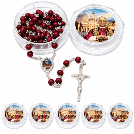 12 Pcs Fragrant Red Wooden Catholic Rosary Necklace,Classic Prayer Rosary with Crucifix,Religious Prayer Beads for Baptism Communion Confirmation Funeral Holiday Memorial Religious Gifts