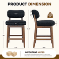 thumbnail image 4 of Hawsaiy Counter Height Bar Stools Set of 2, Mid Century Modern Boucle Barstools with Solid Wood Frame, Upholstered Kitchen Island Stools with Backrest & Footrest, Black, 4 of 12