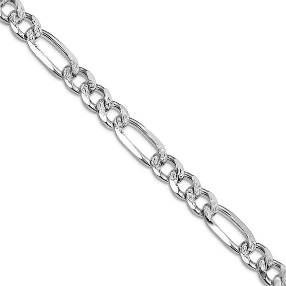 925 Sterling Silver Rhodium Plated 7.25mm Pave Flat Figaro Chain Necklace 18 Inch Chain Necklace for Women and Men
