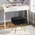 thumbnail image 2 of Vanity Stool Chair Faux Fur with Storage, 15.7"L x 11.8"W x 19.4"H Soft Ottoman 4 Metal Legs with Anti-Slip Feet, Furry Padded Seat, Modern Multifunctional Chairs for Makeup, Bedroom White, 2 of 6