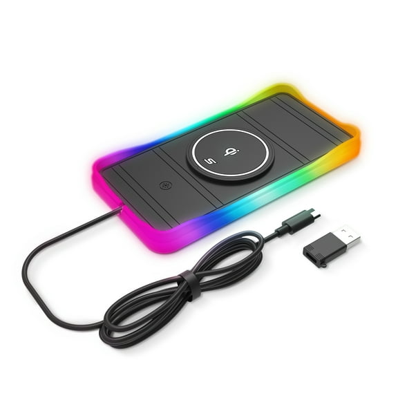 TYPE S Charge & Glow Wireless Charging Pad with RGB Glow, Qi Compatible 15W Quick Charge, Non-Slip Material, Heat-Resistant Silicone Bottom, AC535082