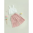 thumbnail image 3 of Bagilaanoe 2PCS Little Girl Outfits Floral Lace Sleeveless Crop Tops Flared Pants 3T 4T 5T 6T 7T 8T Kids Summer Casual Set, 3 of 9