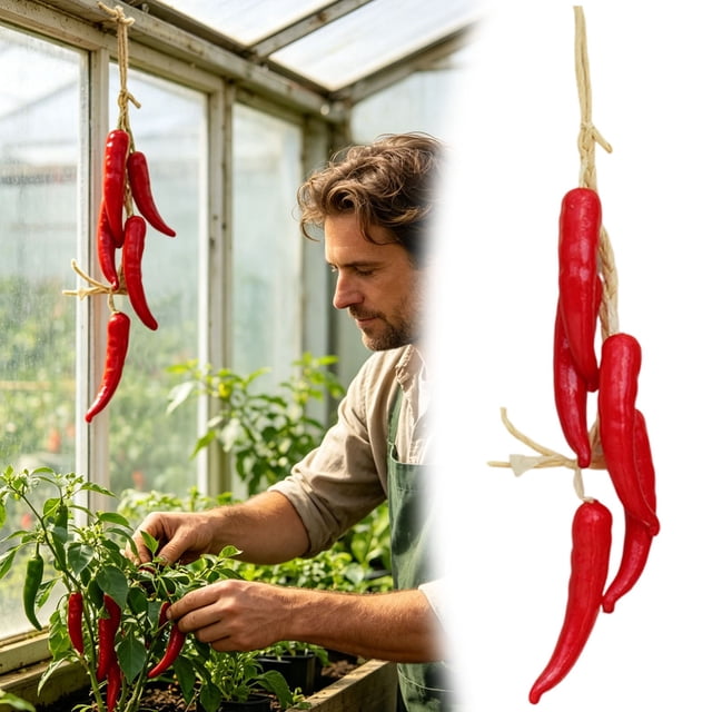 Tong Red Arrangement For Home Realistic Faux Pepper For Centerpieces And Seasonal Displays