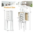 thumbnail image 2 of Standing Jewelry Armoire Cabinet, Wooden Jewelry Storage Chest with Flip Top Mirror, 2 Side Doors, 5 Drawers, Top Divided Compartments Jewelry Cabinet for Home, Dorm, Apartment, White, 2 of 5
