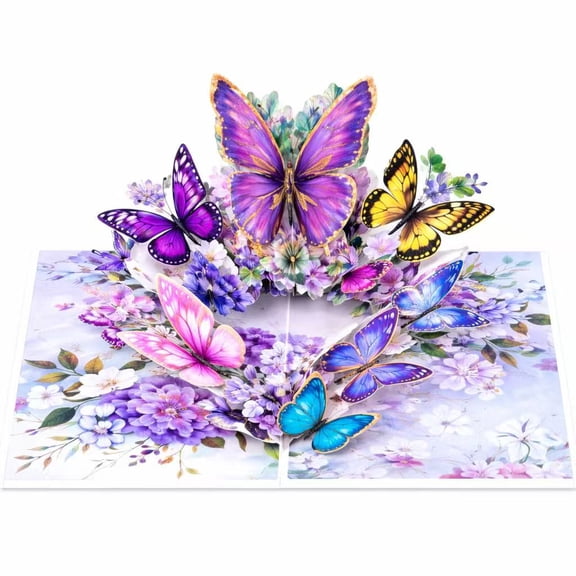 3D Butterfly Pop-Up Greeting Card with Envelope, Colorful Floral Design – Gift-Ready Card for Birthday, Anniversary, Mother’s Day, Thinking of You & Special Occasions
