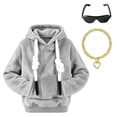 thumbnail image 6 of BingTong Desk Mini Goose Hoodie Costume,Goose Hoodie with Sunglasses & Gold Chain Decor,Goose Outfit for 7 Inch Tabletop Figurine Clothes,2-Dark Gray, 6 of 9