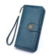 thumbnail image 1 of Women's RFID Blocking Leather Wallet, Multi-Card Case, Zipper Purse with Card Slots, Soft Leather Wristlet for Cards, Bills & Phones, Adjustable Double Button Closure, Fashionable & Secure, 1 of 1