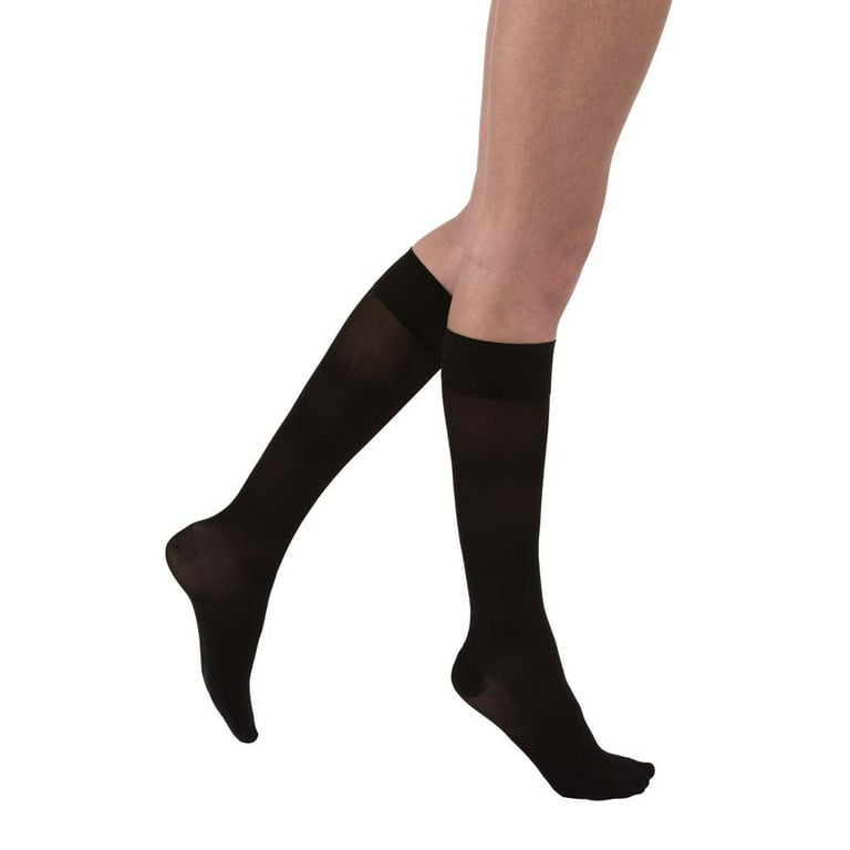 JOBST UltraSheer Compression Stockings, 30-40 mmHg, Knee High, Closed Toe,  Classic Black, Medium 