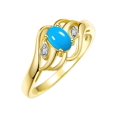 thumbnail image 4 of RYLOS Rings for Women 14K Gold Plated Silver Ring Classic Style Birthstone Ring 6X4MM Gemstone & Diamonds December Turquoise Jewelry for Women Size 10, 4 of 7
