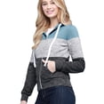 thumbnail image 2 of Made by Johnny Women's Casual Color Block Zip Up Hoodie Sweater XXL DUSTY_BLUE, 2 of 5