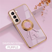 SaniMore for Samsung Galaxy S22 Plus All-Inclusive Electroplating Silicone Magnetic Case, Three Dimensional Astronaut Case with Car Mount & Ring Kickstand Shockproof Protective Cover, Purple