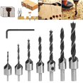 thumbnail image 1 of 7 piezas avellanado broca para carpintería 5 flauta juego de brocas cónicas Hss acero de alta velocidad escariador para carpintería biselado, 11 Feliz Sencillez, 1 of 5