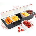 thumbnail image 5 of CNCEST Condiment Dispenser Tray w/ Cover Strip Ice Cooled Fruit Box ,for Restaurant Buffet and Bar / Picnic Refrigerator Barbecue Summer Carnival (5 grids), 5 of 8