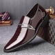 thumbnail image 1 of Zapatos de vestir de cuero para hombre, zapatos Oxford informales de charol sin cordones, mocasín con purpurina, calzado masculino con punta estrecha, 1 of 4
