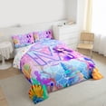 thumbnail image 3 of jejeloiu Cute Mermaid Twin Comforter Sets,Watercolor Letter M Bedding Set For Kids Girls Reversible 2-Piece, 3 of 8