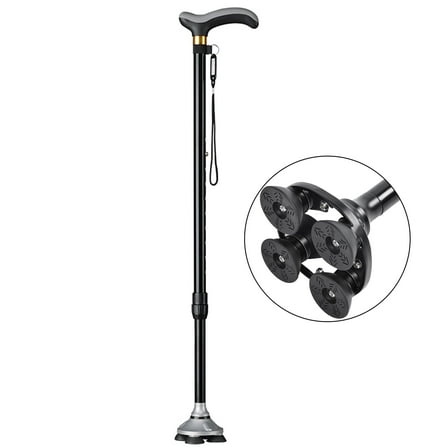 MoonSun Walking Cane Women and Men, 10 Levels Adjustable Height, Lightweight Sturdy Standing Canes for Seniors T Rubber Handles, No Tipping