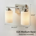 thumbnail image 5 of KAWOTI 2-Light Dimmable Bathroom Vanity Light with Frosted White Glass Brushed Nickel, 5 of 6