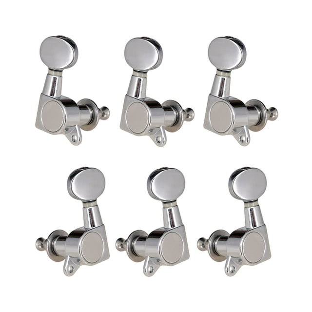Moobody Guitar String Tuning Pegs Tuning Machines Machine Heads Tuning Keys Oval Button 3 Left 3 Right for Electric Guitar or Acoustic Guitar Chrome