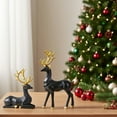 thumbnail image 4 of Set of 2 Deer Figurines,3D Reindeer Christmas Decor, Seated and Standing Elegant Deer, Luxurious Style Ideas, Suitable for Christmas Gifts, Living Room, Wine Cabinet, Display Stand, Bedroom, 4 of 7