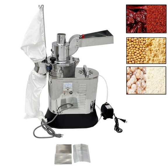 Water-Cooled Continuous Feeding Grain Mill Grinder Vertical Hammer Mill Herb Grinder 60-180 Mesh Grinding