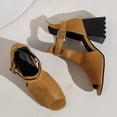 thumbnail image 3 of SACFOF Womens Peep Toe Ankle Booties Chunky Heels Cutout Back Zipper Sandals Suede Side Ankle Strap Dress Sandals, 3 of 6