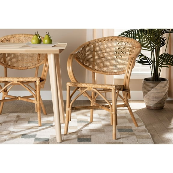 Baxton Studio Varick Modern Bohemian Natural Brown Finished Rattan Dining Chair