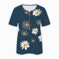 thumbnail image 5 of Hauts d'Été pour Femmes Grande Taille à Manches Courtes Mode pour Femmes Ample Confortable Col en V à Fermeture Éclair Imprimé Haut à Manches Courtes Blouse T-Shirt à Col en V pour Femmes en Liquidation, 5 of 5