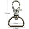 thumbnail image 5 of 20 Pack,Premium Metal Lobster Claw Clasps , Key Chain Hooks ,Wide 3/4 Inch D Ring - 360° Swivel Trigger Snap Hooks for Lanyard and Sewing Projects (Silver-3/4), 5 of 5