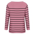 thumbnail image 6 of WREESH Womens Fashion T-Shirts Striped Loose Casual Long Sleeve Round-Neck Ladies Warmth Tops Blouse Pullover Pink, 6 of 6