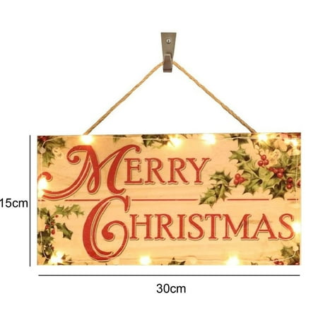 

Christmas Indoor And Outdoor Wood Hanging Door Decorations Signs With Light