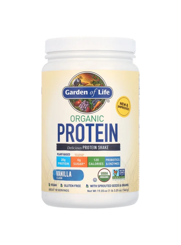 Garden of Life Organic Protein Powder, Vanilla, 20g, 18oz