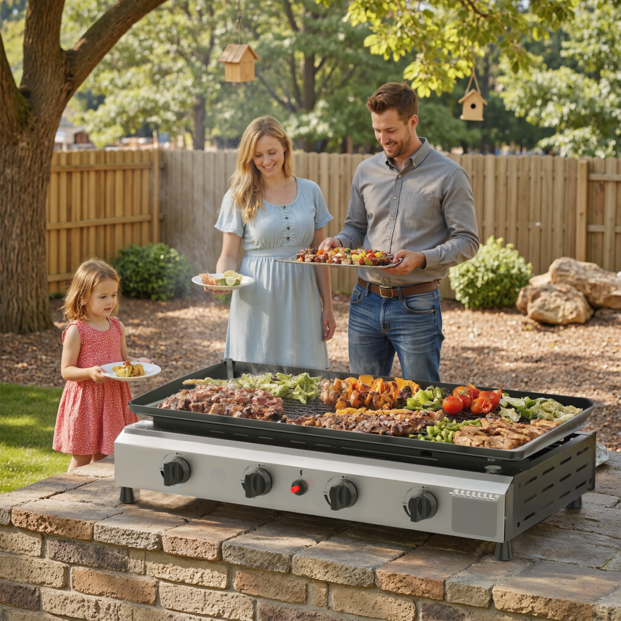 SKOK 4-Burner 30'' Propane Griddles Outdoor Flat Top Gas Grill Griddle for  Camping, Tailgating, BBQ, Parties, Backyard & Patio with with 40,000 BTUs