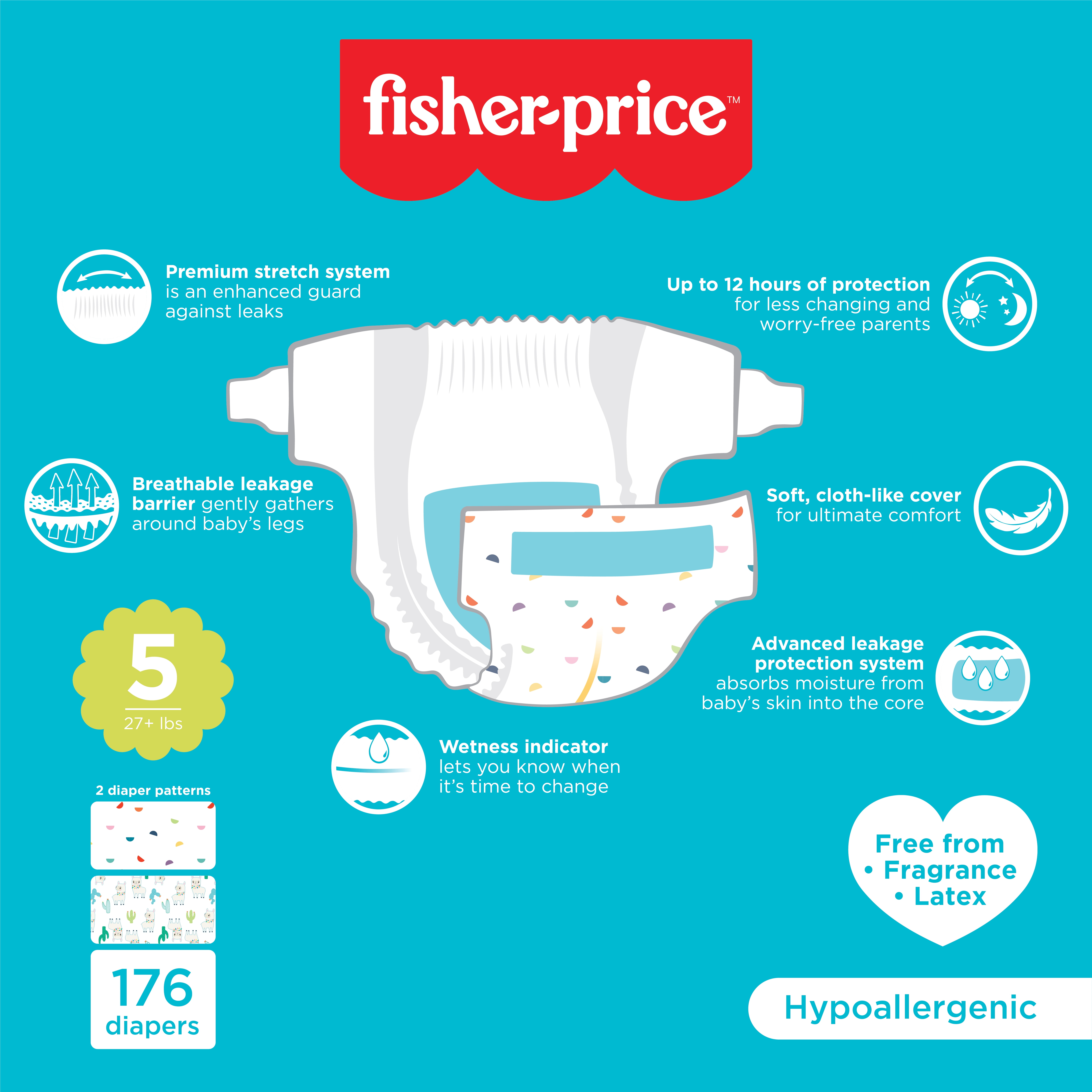 Fisher-Price Size 5 Diapers 176 ct