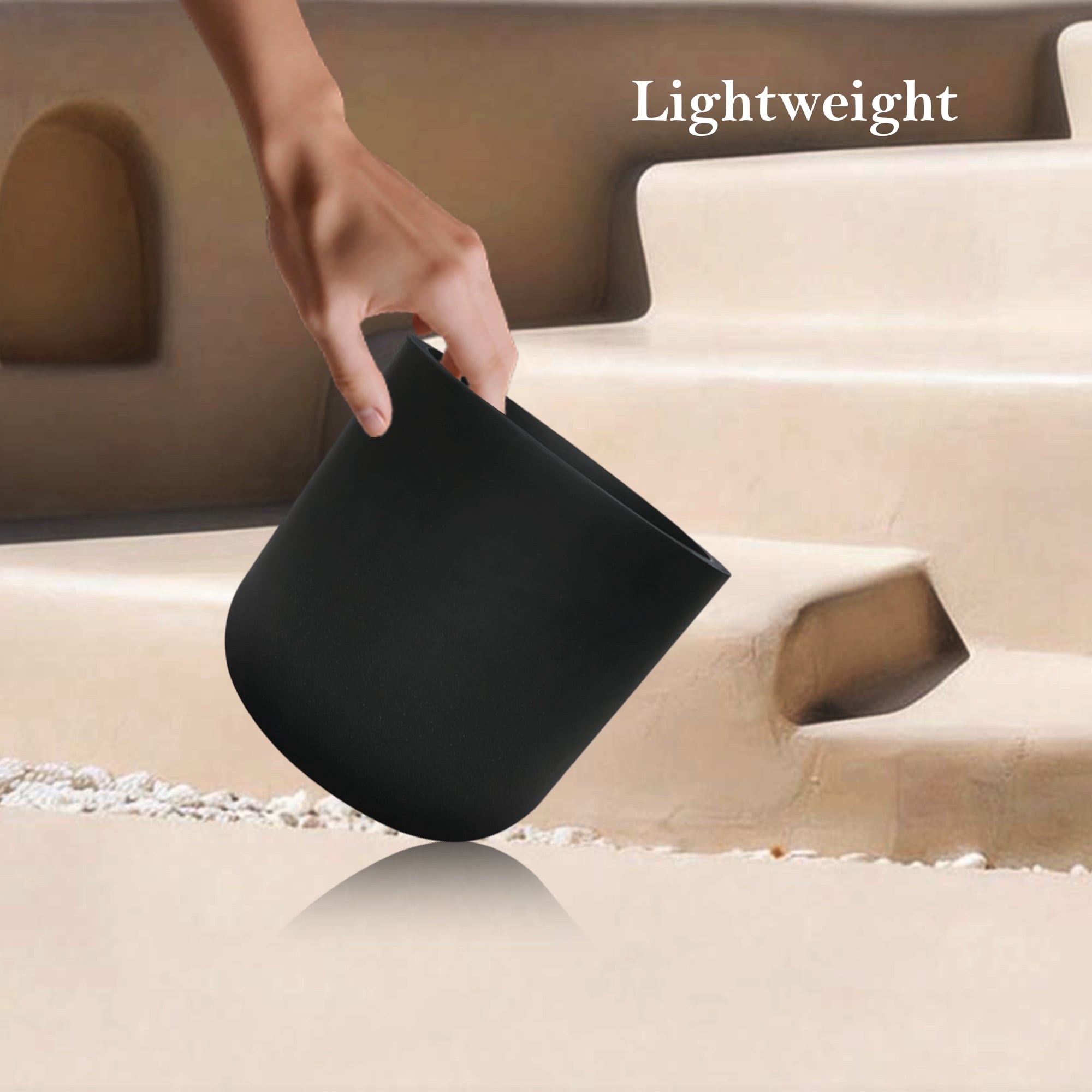 STONE LITE 11.6" x 11.6" x 11" Cylinder Black Plastic Planter Pot with Drainage Holes and Plug