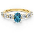 thumbnail image 3 of Gem Stone King 14K Two Tone Gold London Blue Topaz and Lab Grown Diamond Engagement Ring for Women | 1.50 Cttw | Oval 6X4MM | Gemstone November Birthstone | Size 8, 3 of 6