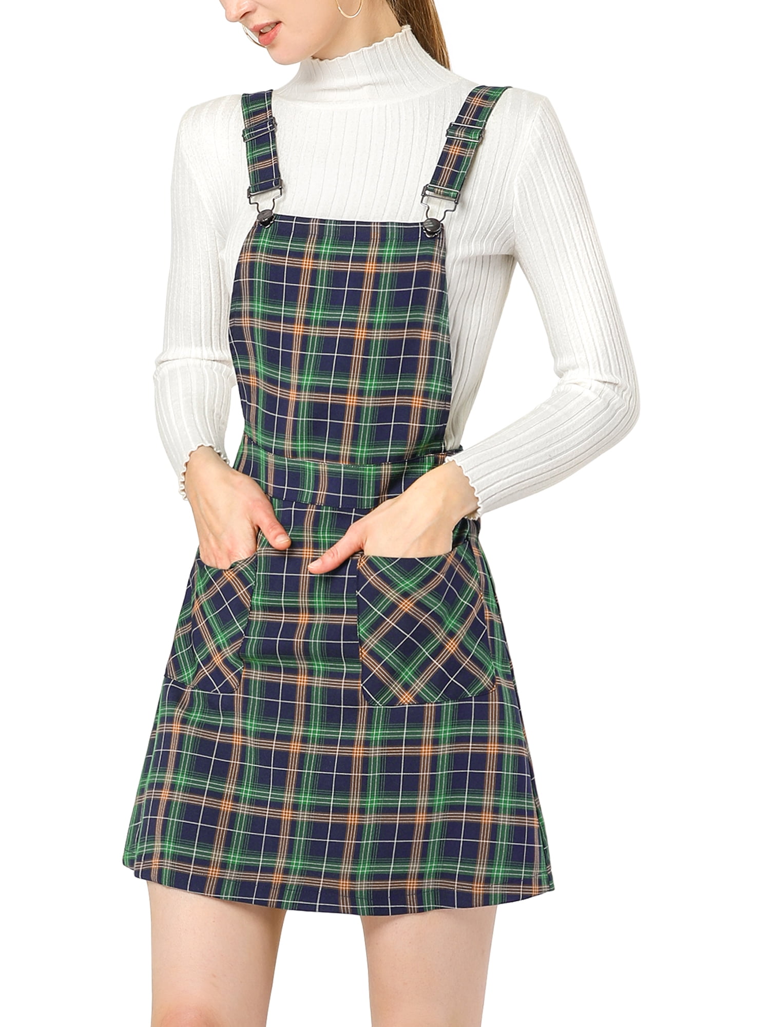 checkered overall skirt