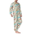 thumbnail image 2 of Yiaed Wild Sea Life Print Men’s Pajamas Set - Long Sleeve Button Down Sleep Shirt and Pajama Bottoms Sleepwear Set Mens Pjs Sets Men's Pajama Bottoms-, 2 of 7