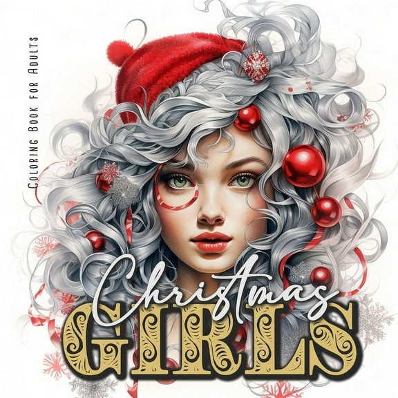 Christmas Coloring Books Christmas Girls Coloring Book for Adults: Portrait Coloring Book for adults grayscale christmas girls Coloring Book for , Book 14, (Paperback)