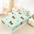 thumbnail image 4 of Homewish Dachshund Bow Twin Sheets,Cute Animal Bedding,Green White Stripes Decor,3 Pieces,1 Fitted Sheet and 1 Pillowcase, 4 of 6