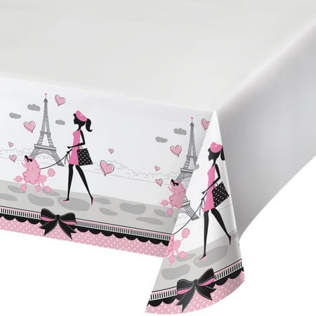 - Party Creations Party in Paris Plastic Tablecover, Border Print, 54