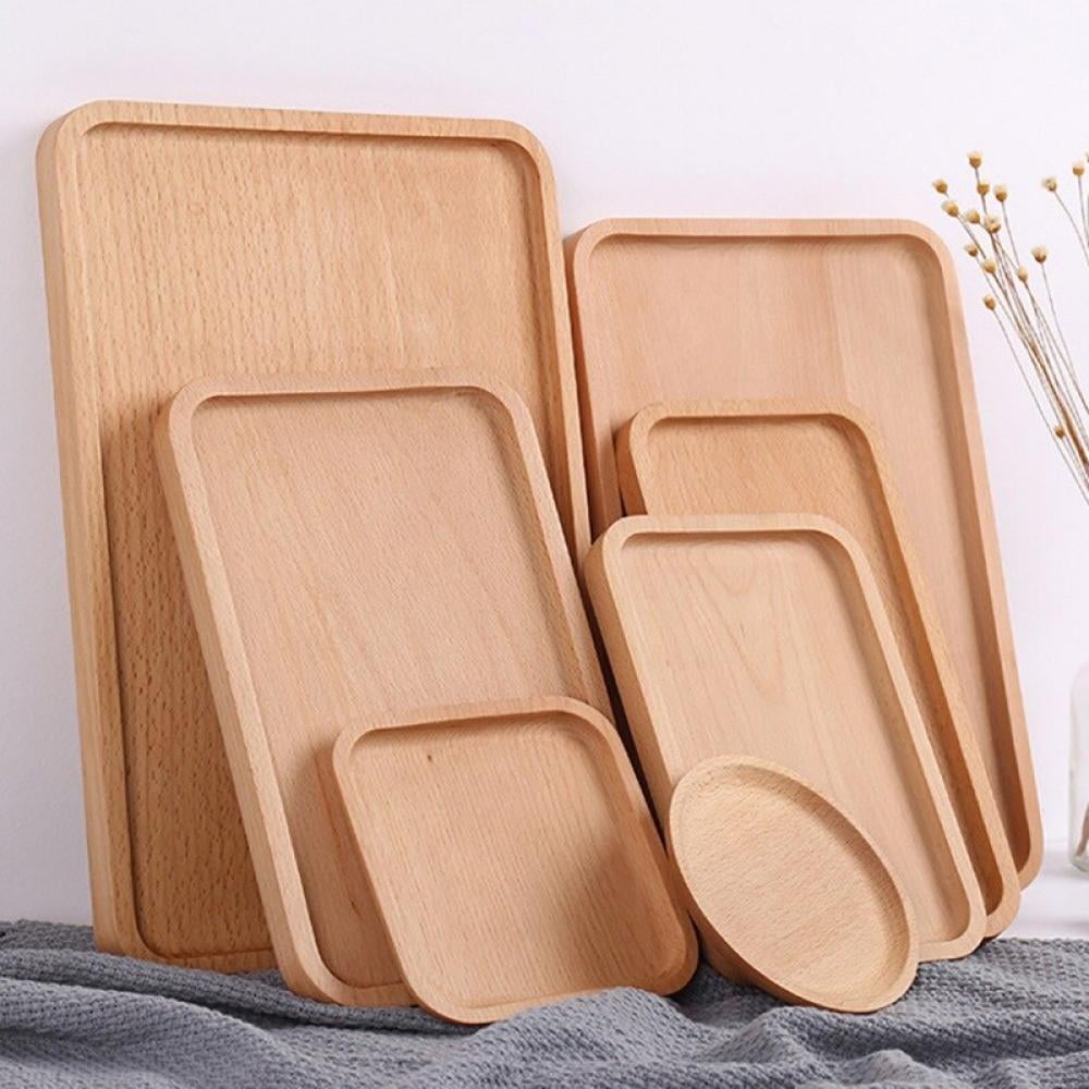 Wood Serving Tray Food Tea Table Bamboo Tray Coffee Plate Rectangle/Square New 