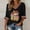 Black, variant on Shirts for Women Cartoon Print Elbow-Length Sleeve V Neck Soft Top Tees for Women Red L