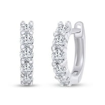 18K White Gold Plated 5 Stone Hoop Earrings for Women | 2.5MM Moissanite Diamond Huggie Earrings | Cuff Earrings Huggie Stud Jewelry Gift for Her (0.55 Cttw)