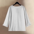 thumbnail image 4 of Holzkary Women's Plus Size Top Crew Neck Shirt Long Sleeve Button Down Tee Basic Ladies Loose Fit T Shirt Women Fashion Casual Button Long Sleeve Printed Tops Shirts Blouses Tops White S, 4 of 4