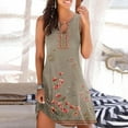 thumbnail image 1 of EGNMCR Robes de Fête pour Femmes Femmes Décontracté Ample Été Robe Débardeur à Imprimé Floral Ajourée Robe de Plage Sans Manches Robes, 1 of 5