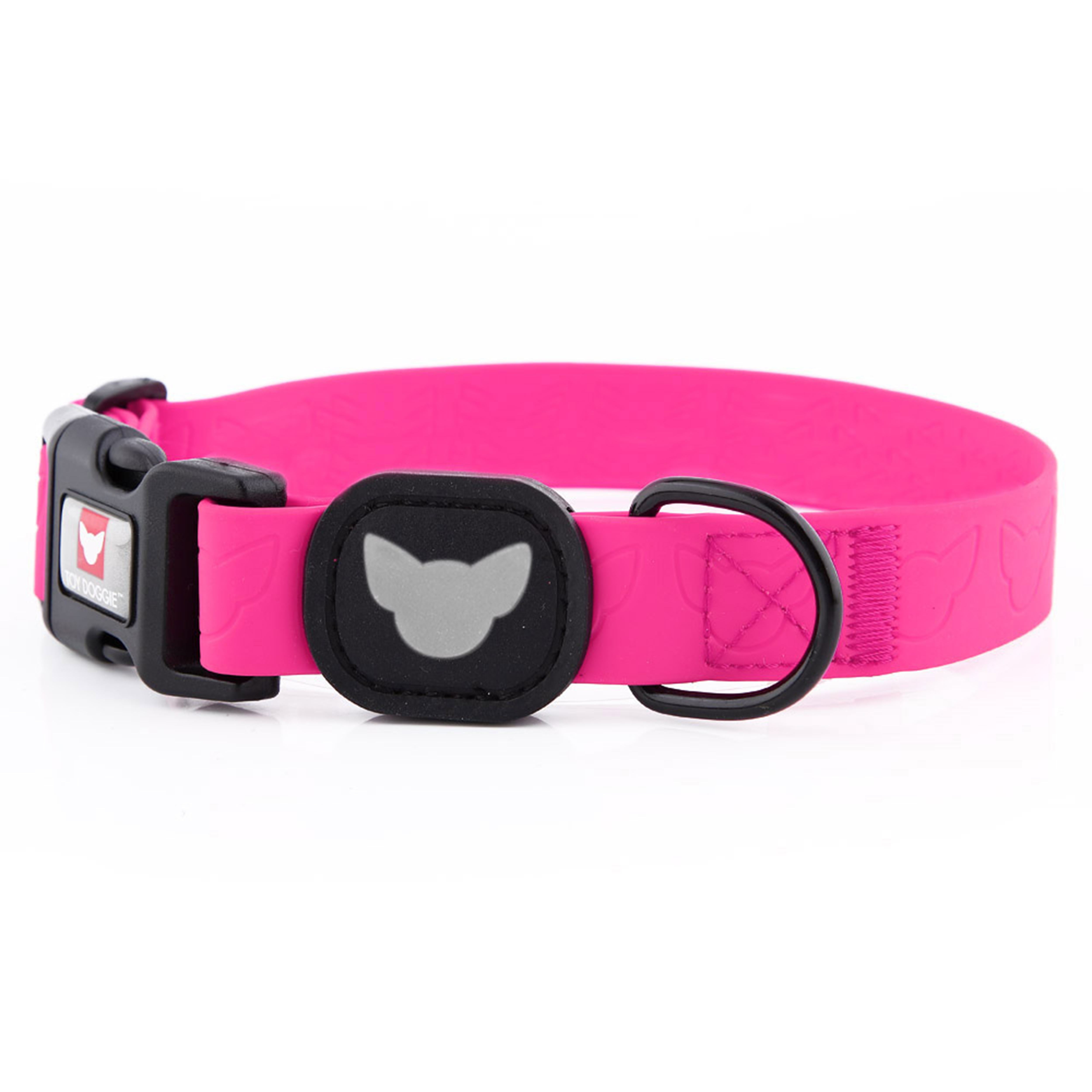 Glow in the Dark Waterproof 5/8" Wide Dog Collar - Hot Pink XS for Cats & Small Dogs, from Toy Doggie Brand - Adventure Proof Collection